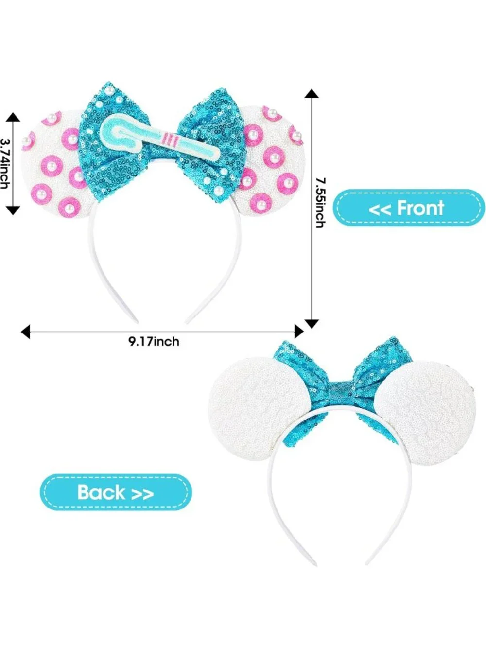 Women White Blue Cartoon Mickey Mouse Costume Headband For Cosplay